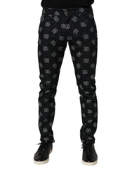 Jean skinny en coton noir à monogramme DG Dolce &amp; Gabbana