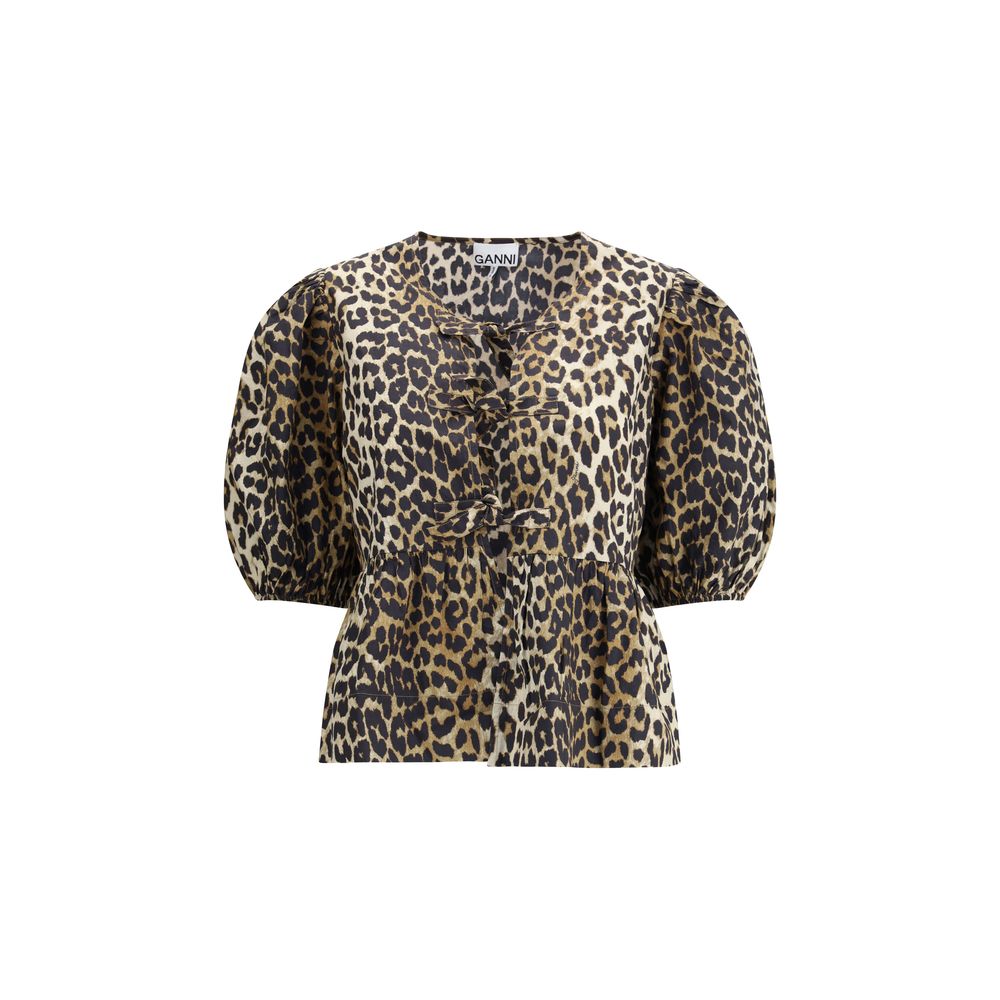 Ganni Leopard Baumwollhemd