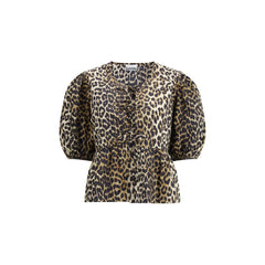 Ganni Leopard Baumwollhemd