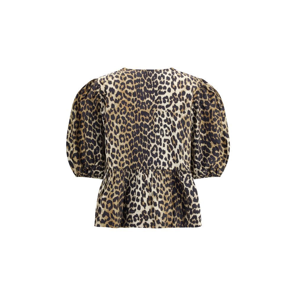 Ganni Leopard Baumwollhemd