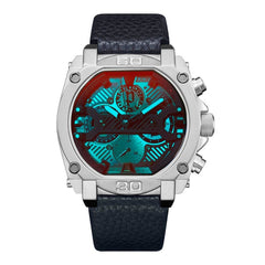 Montre en cuir bleu police