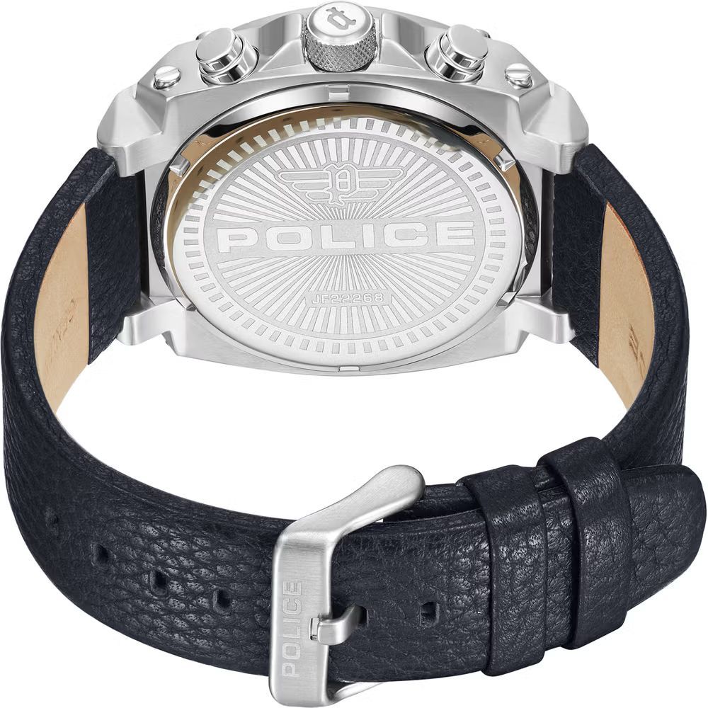 Montre en cuir bleu police
