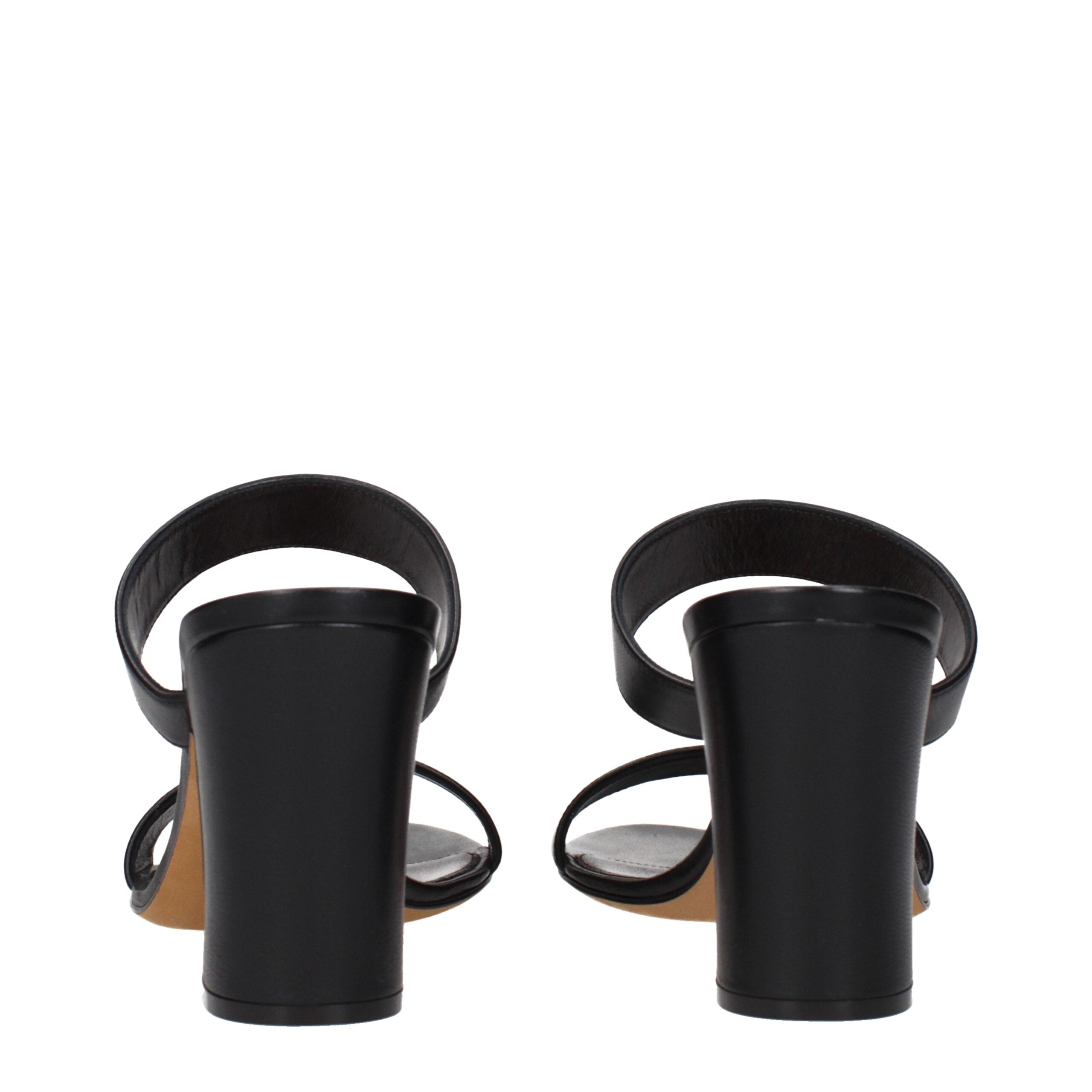 The Row Black Leather Stiletto Heels Sandals