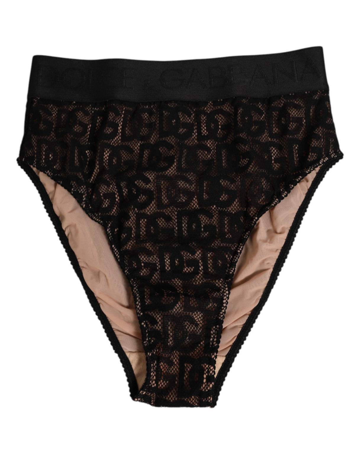 Culotte taille haute en dentelle noire à logo DG Dolce &amp; Gabbana