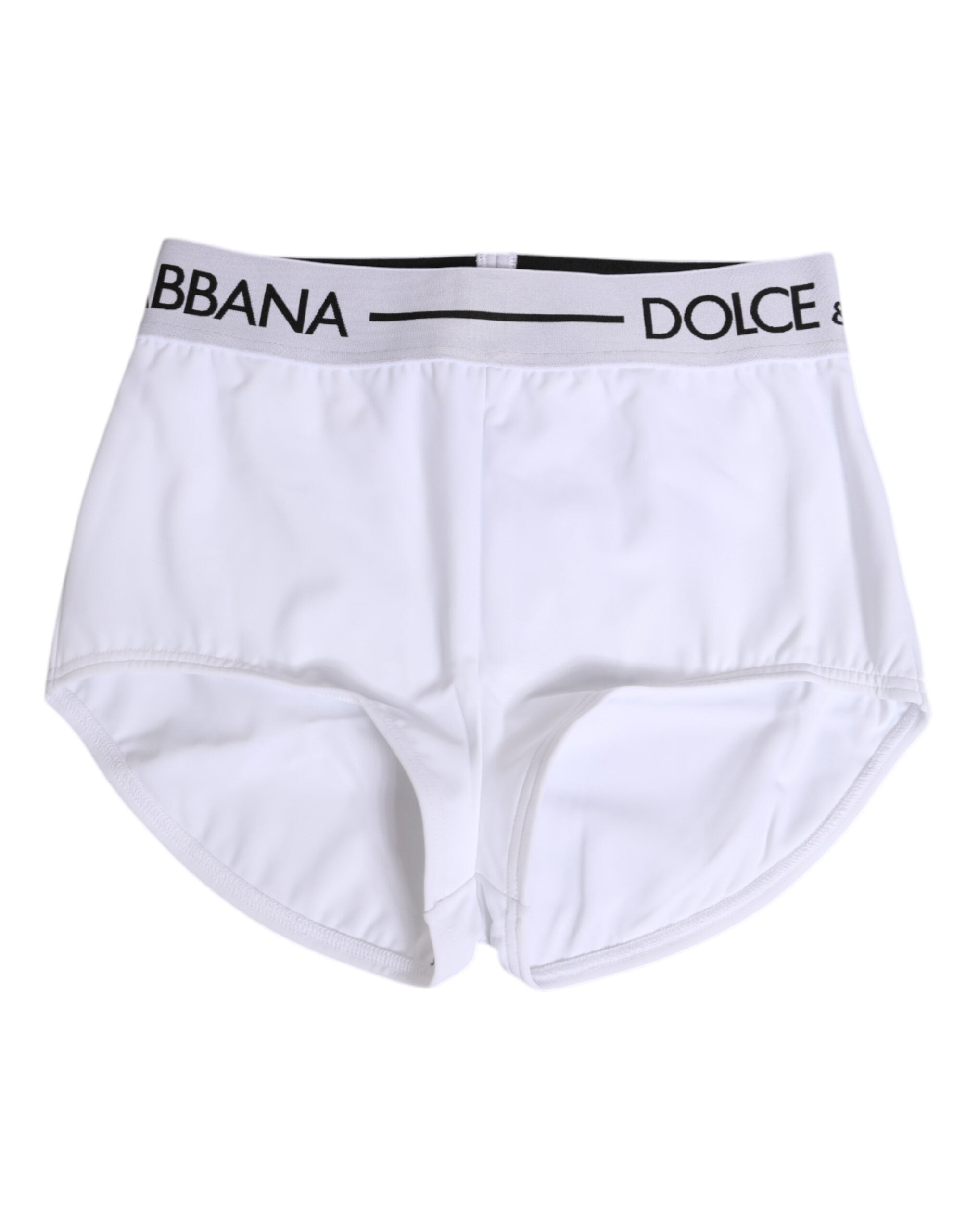 Short en nylon blanc Dolce &amp; Gabbana avec logo et ceinture. Sous-vêtements