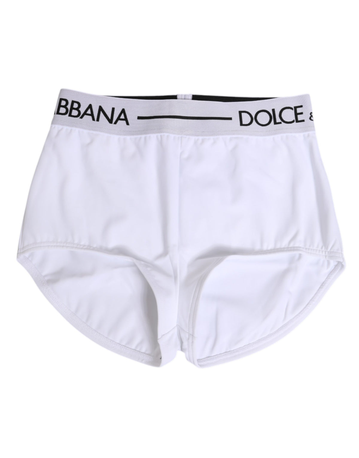 Short en nylon blanc Dolce &amp; Gabbana avec logo et ceinture. Sous-vêtements