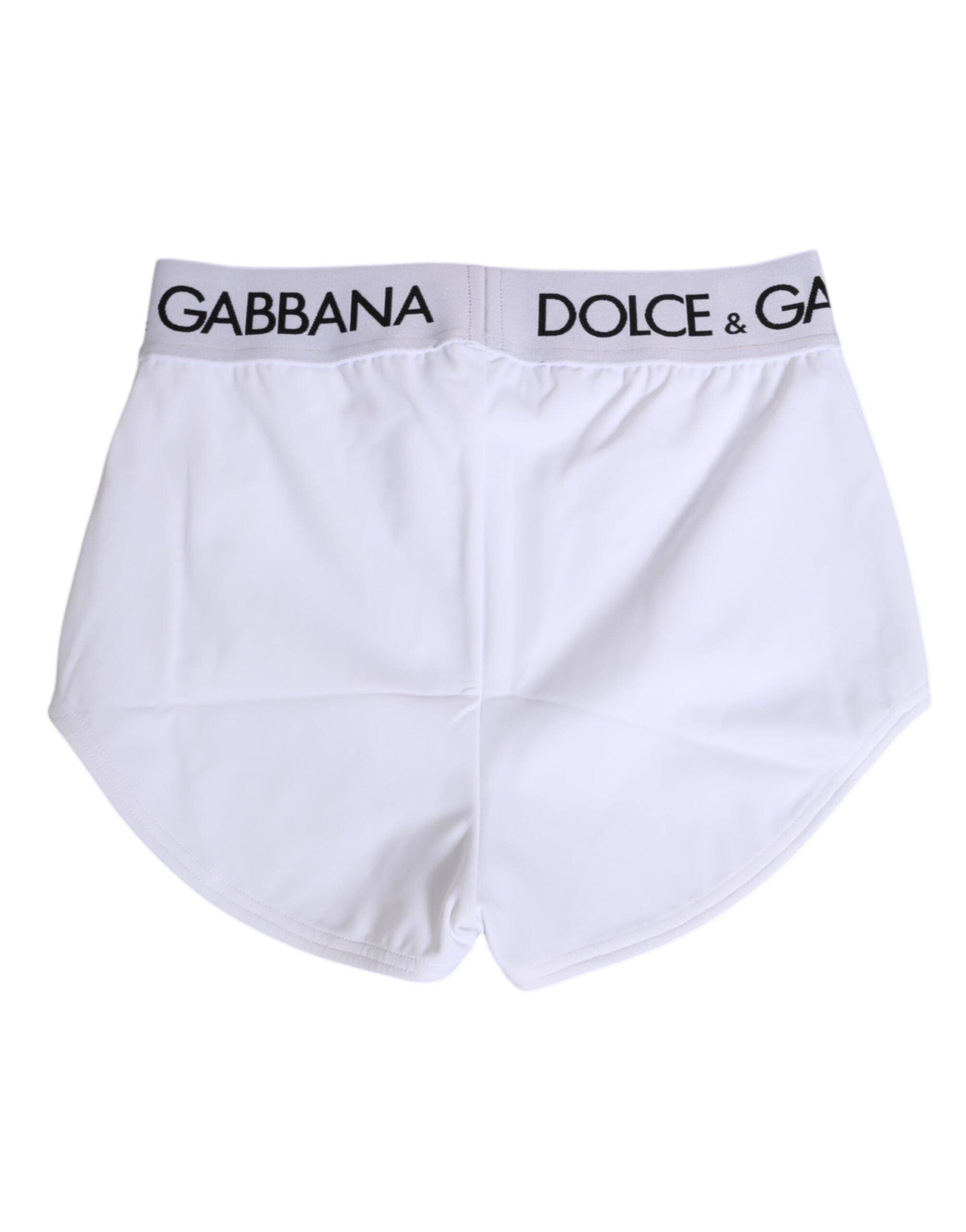 Short en nylon blanc Dolce &amp; Gabbana avec logo et ceinture. Sous-vêtements