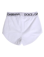 Short en nylon blanc Dolce &amp; Gabbana avec logo et ceinture. Sous-vêtements