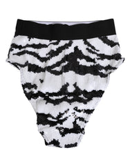 Dolce & Gabbana Black White Sequin High Waist Panty Underwear