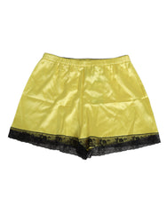 Shorty Dolce &amp; Gabbana jaune en satin de soie taille mi-haute