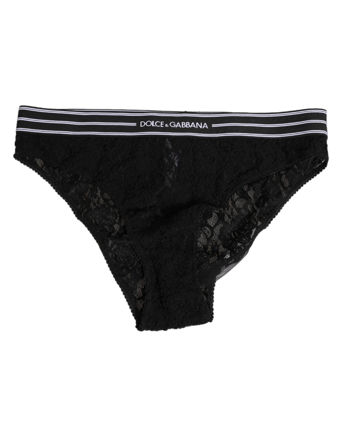 Dolce &amp; Gabbana Schwarze Nylon-Spitzenunterwäsche mit hohem Bund