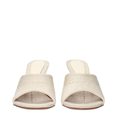Amina Muaddi Beige Fabric Slippers Sandals