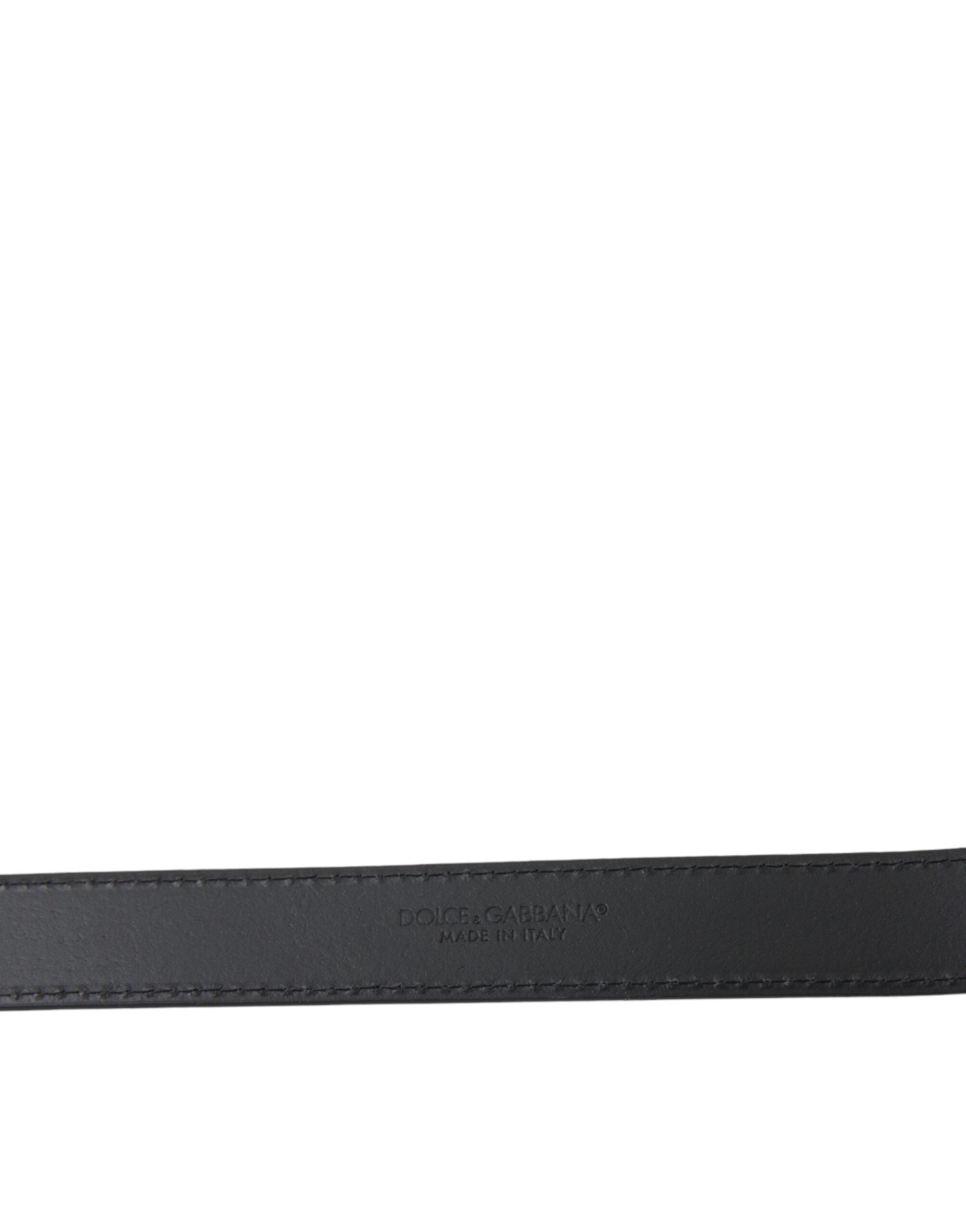 Dolce &amp; Gabbana Herrengürtel aus schwarzem Leder mit silberner Metallschnalle