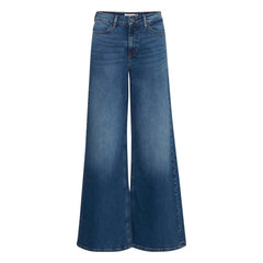 ICHI Blue Cotton Bootcut Jeans