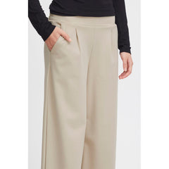 Pantalon ICHI beige en polyuréthane recyclé