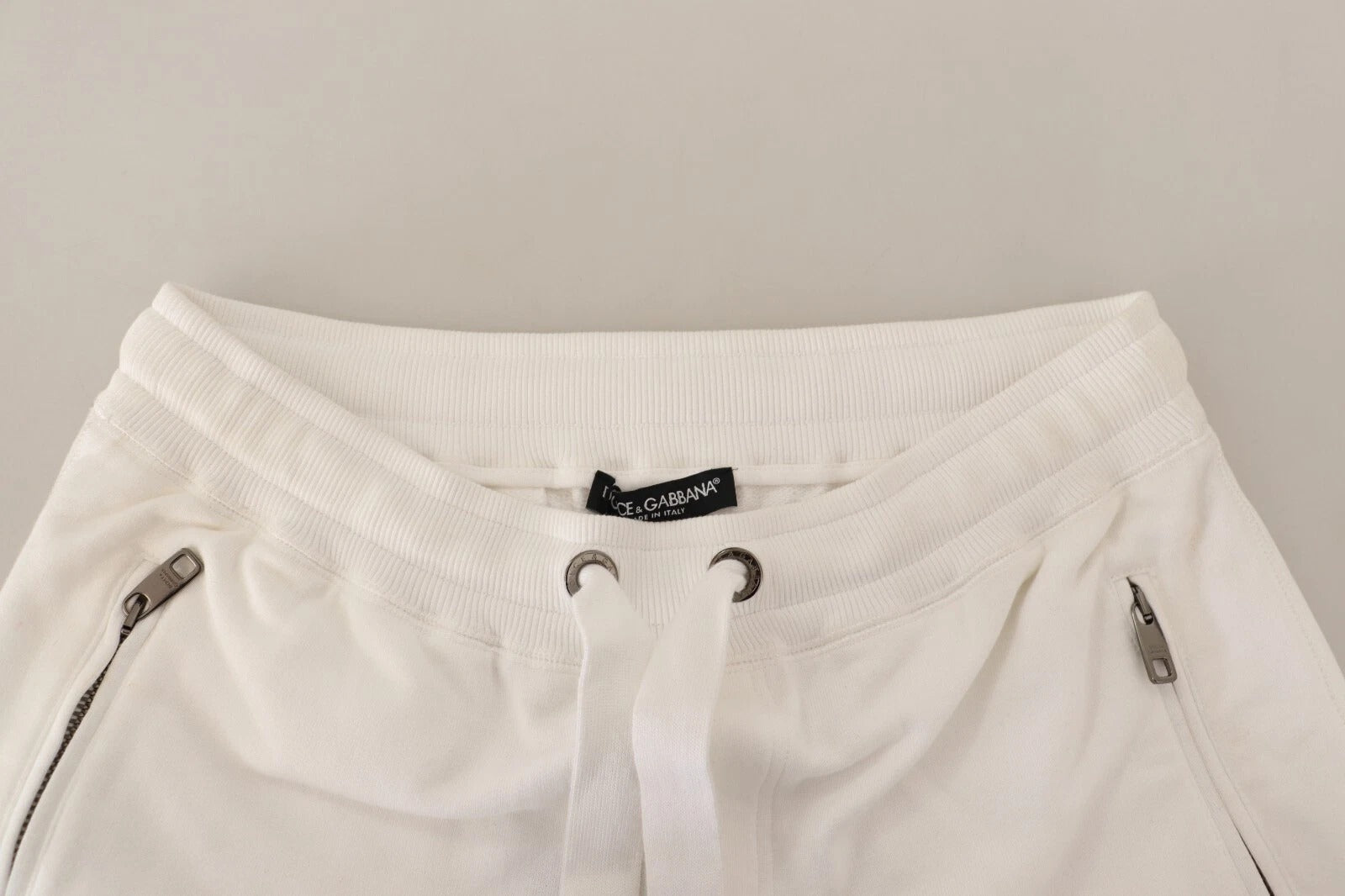 Dolce & Gabbana White Cotton Logo Patch Sweatpants Jogging Pants