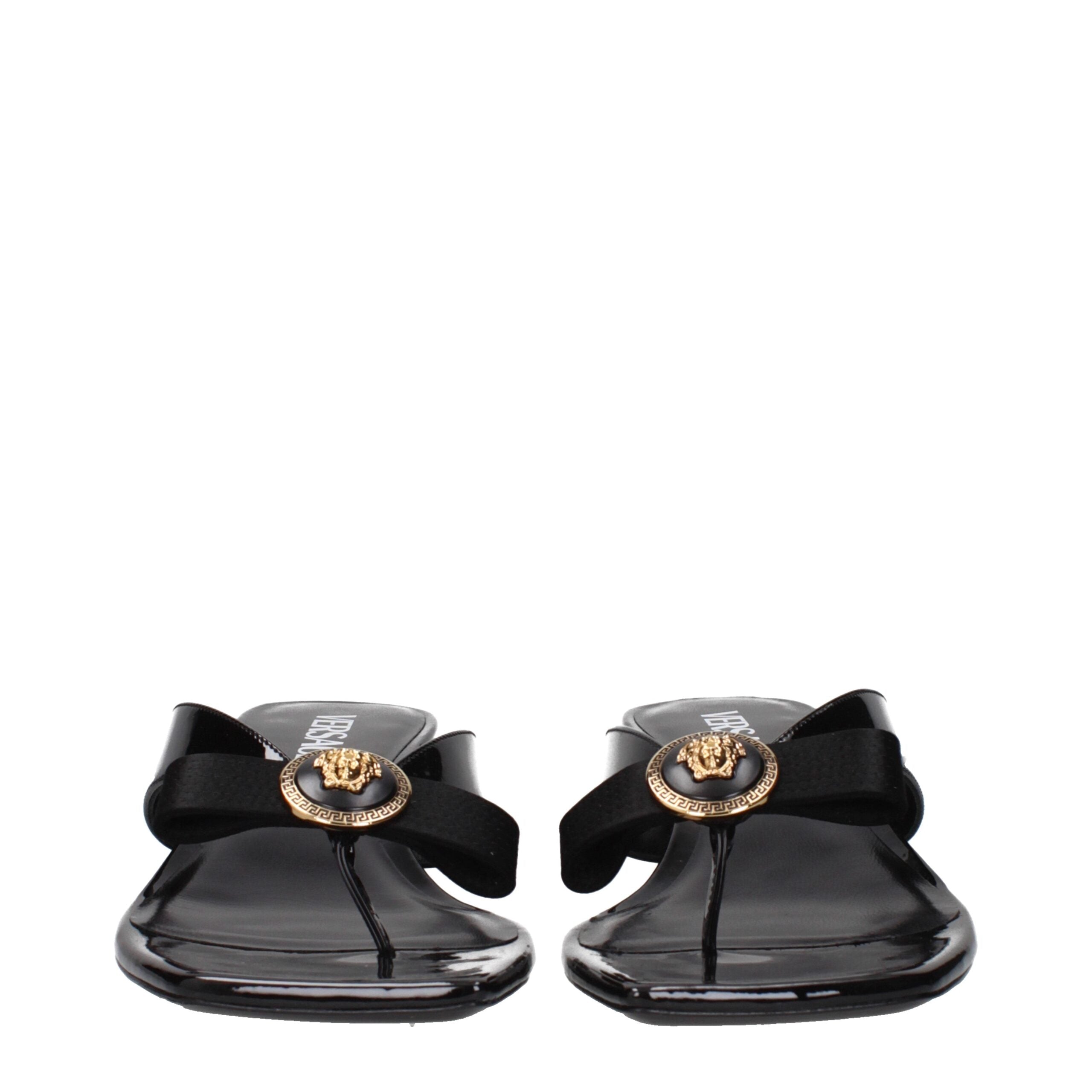 Versace Black Leather Stiletto Heels Sandals