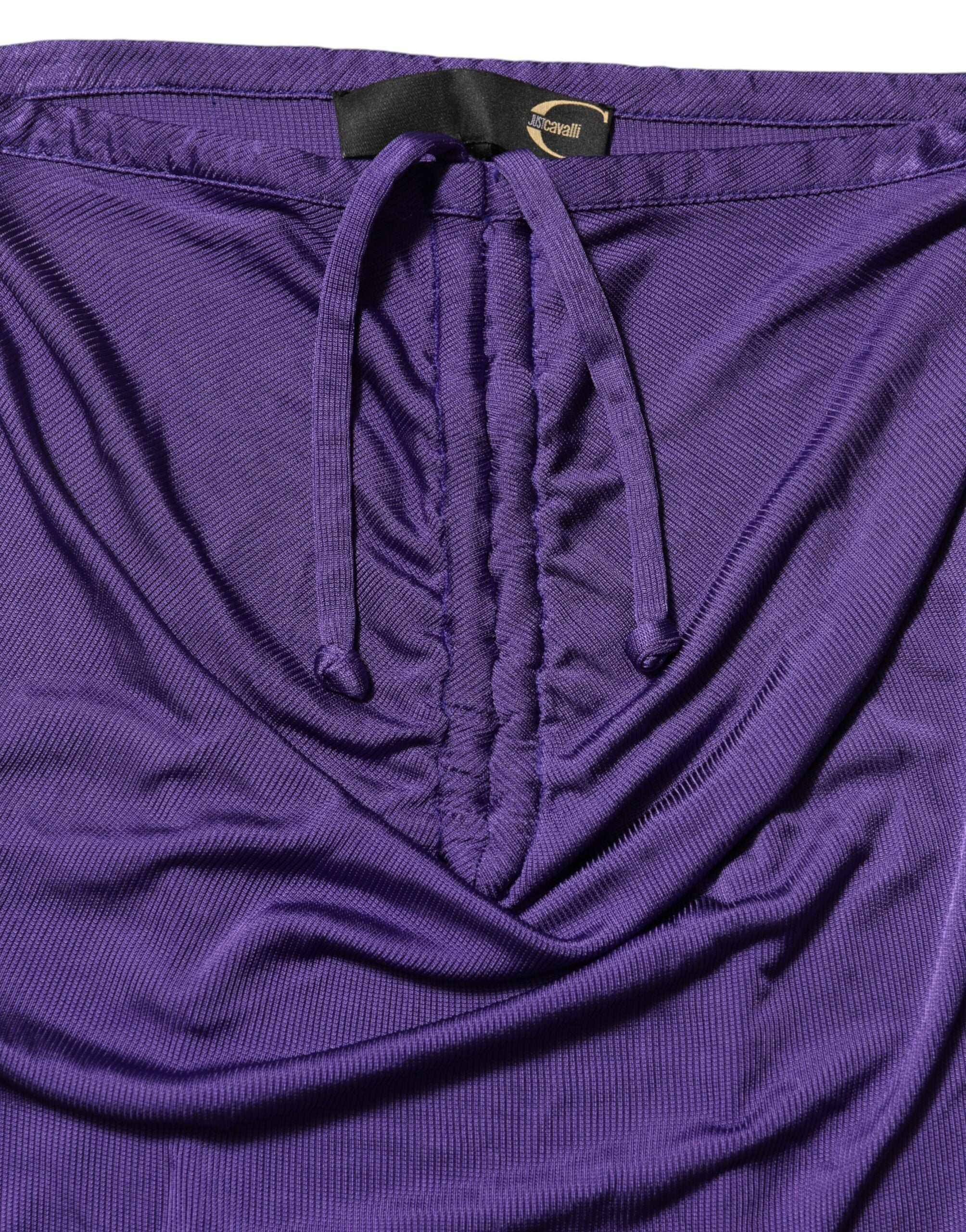 Robe moulante sans bretelles en viscose et élasthanne violette Cavalli Class