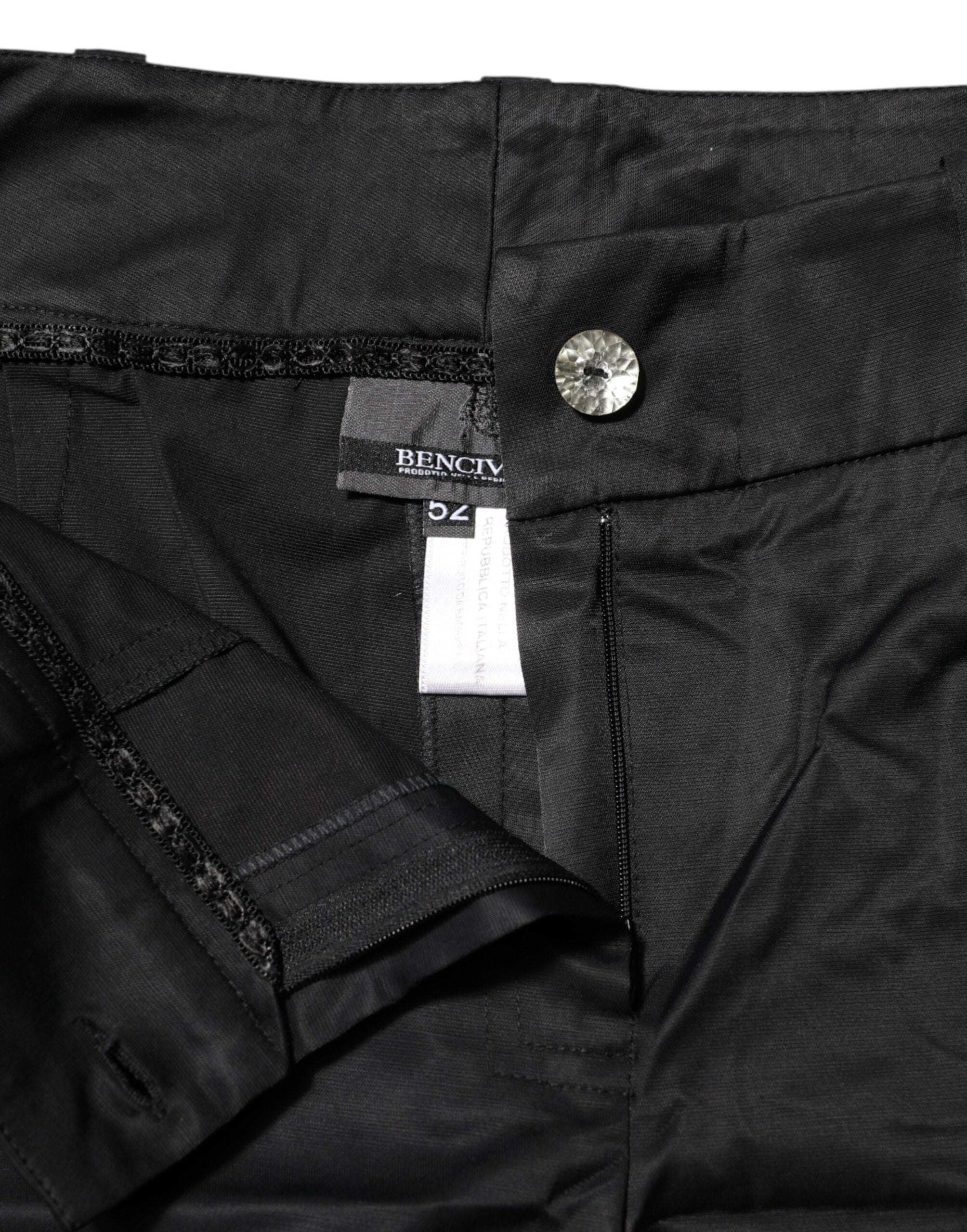 Pantalon BENCIVENGA noir en mélange de coton à jambes droites courtes