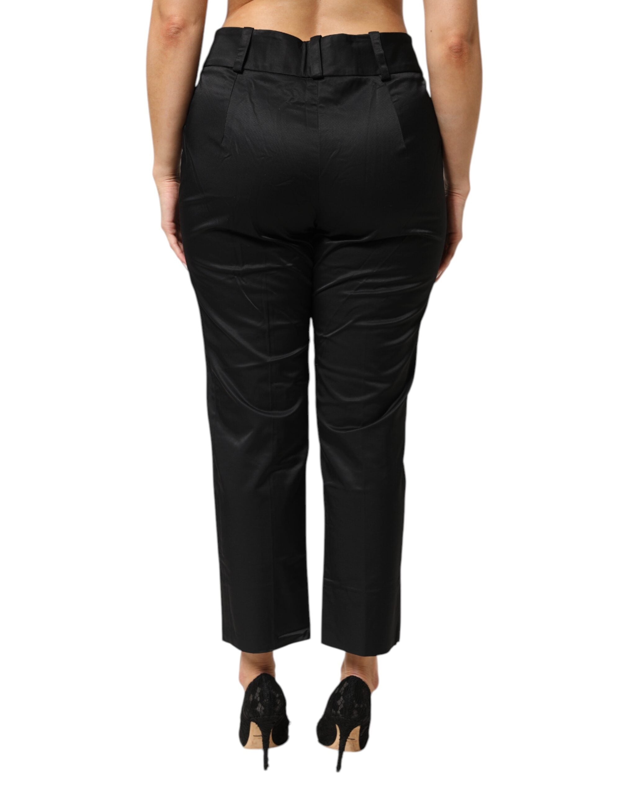 Pantalon BENCIVENGA noir en mélange de coton à jambes droites courtes