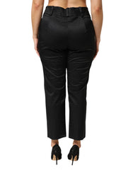 Pantalon BENCIVENGA noir en mélange de coton à jambes droites courtes