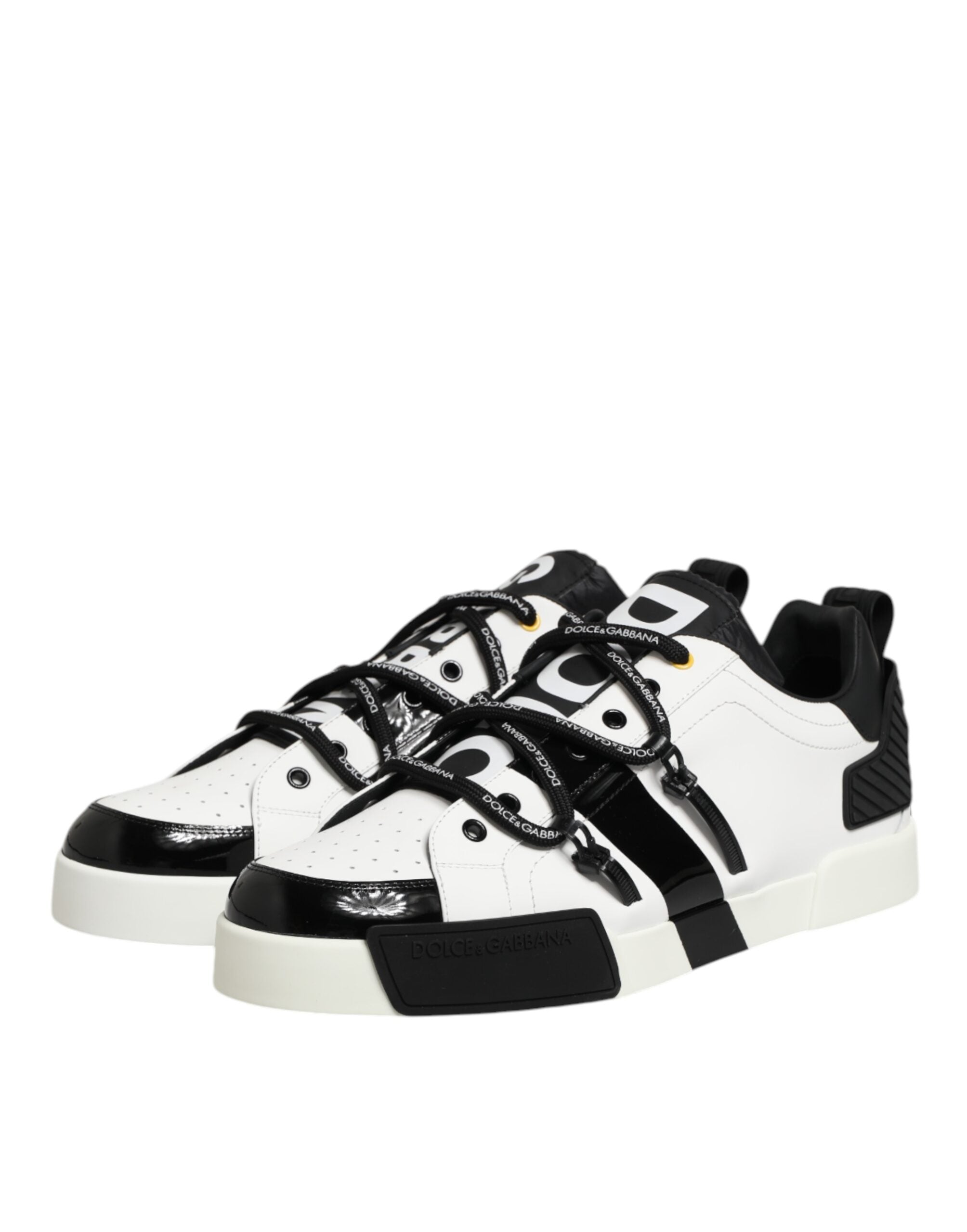 Dolce &amp; Gabbana Portofino Sneaker aus weißem Leder mit Logo