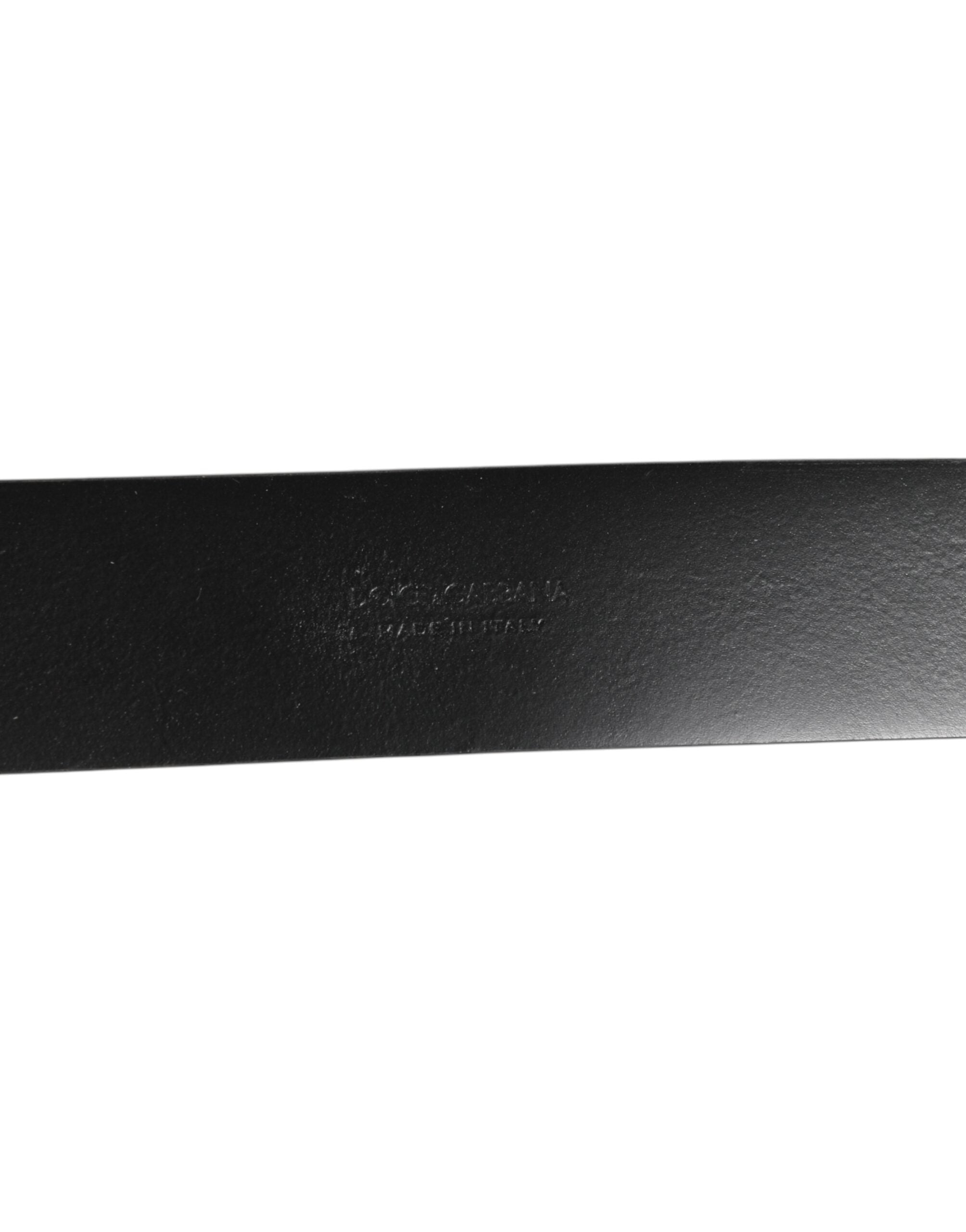 Dolce &amp; Gabbana Gürtel aus schwarzem Leder mit seitlichen Ringen und Messingschnalle