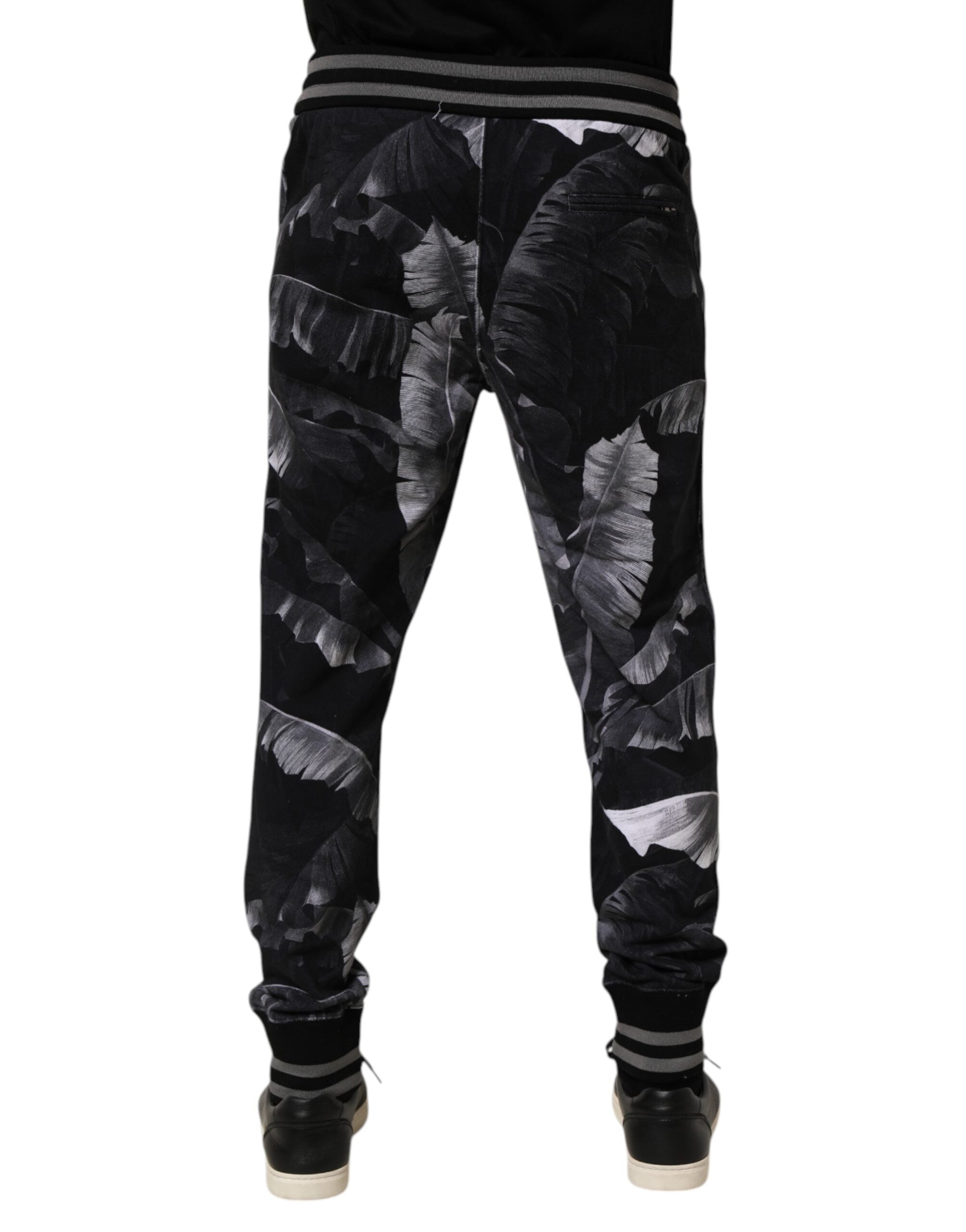 Dolce &amp; Gabbana Jogginghose aus Baumwolle mit schwarzem Bananenblattmuster