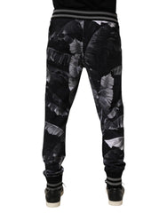 Dolce &amp; Gabbana Jogginghose aus Baumwolle mit schwarzem Bananenblattmuster