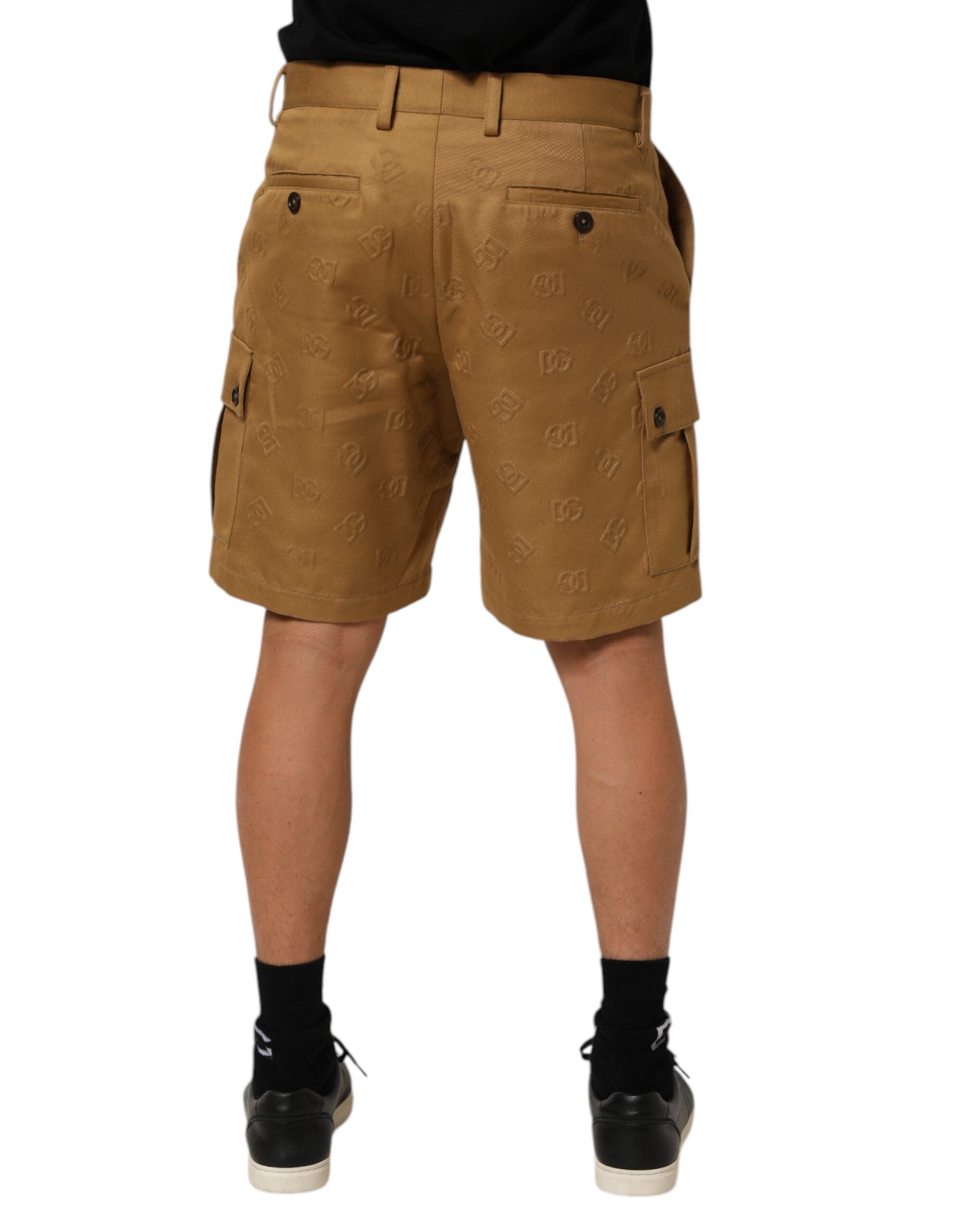 Short cargo-bermuda Dolce &amp; Gabbana en coton stretch marron avec logo