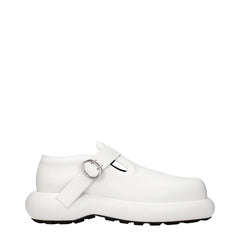 Jil Sander White Leather Slip-On Loafers