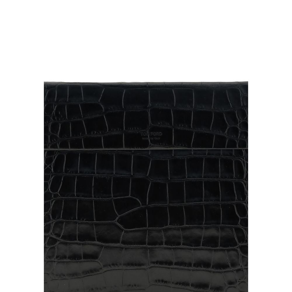 Pochette Tom Ford en cuir imprimé crocodile
