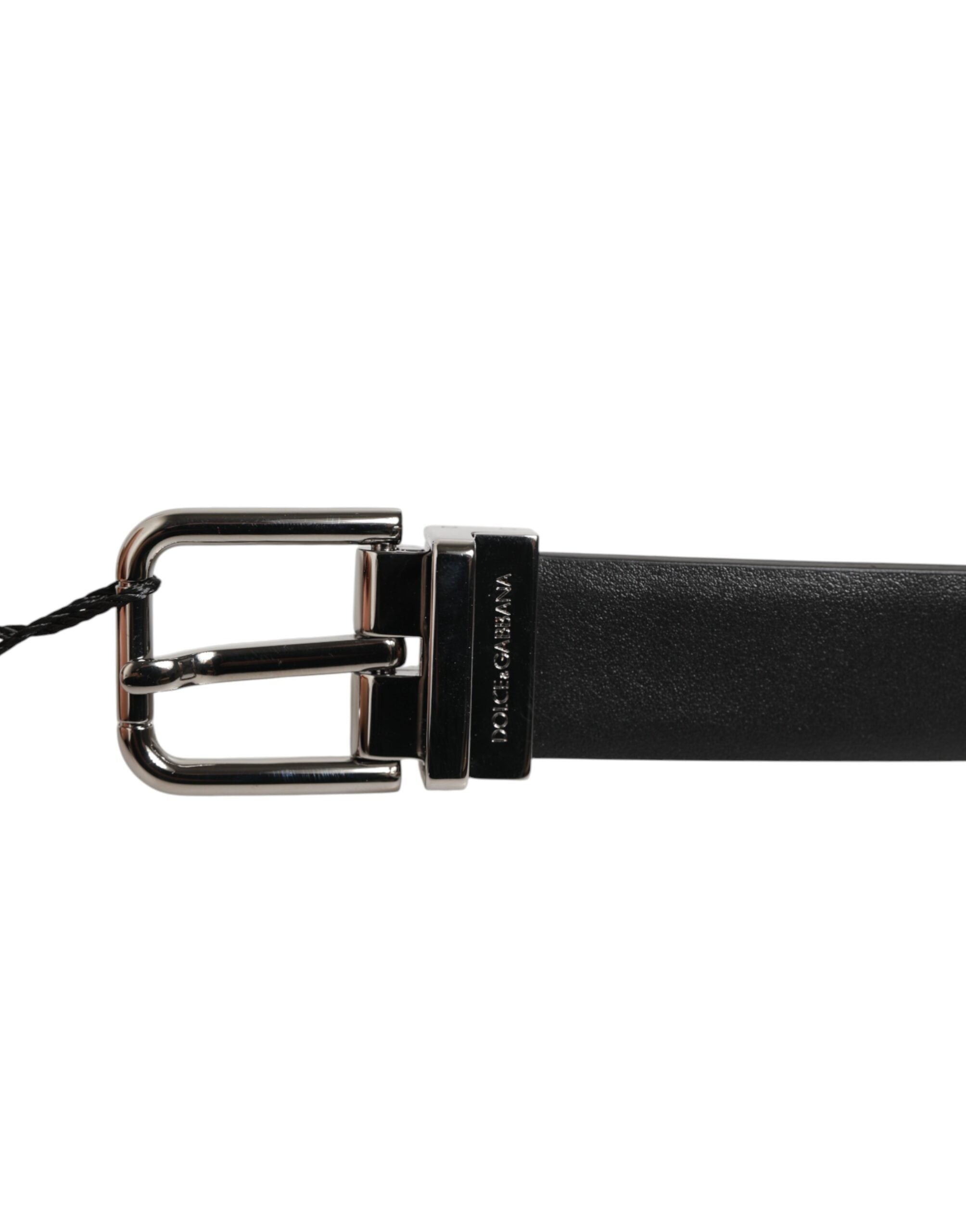 Ceinture Dolce &amp; Gabbana en cuir noir clouté avec boucle argentée