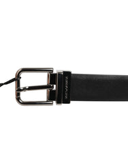 Ceinture Dolce &amp; Gabbana en cuir noir clouté avec boucle argentée