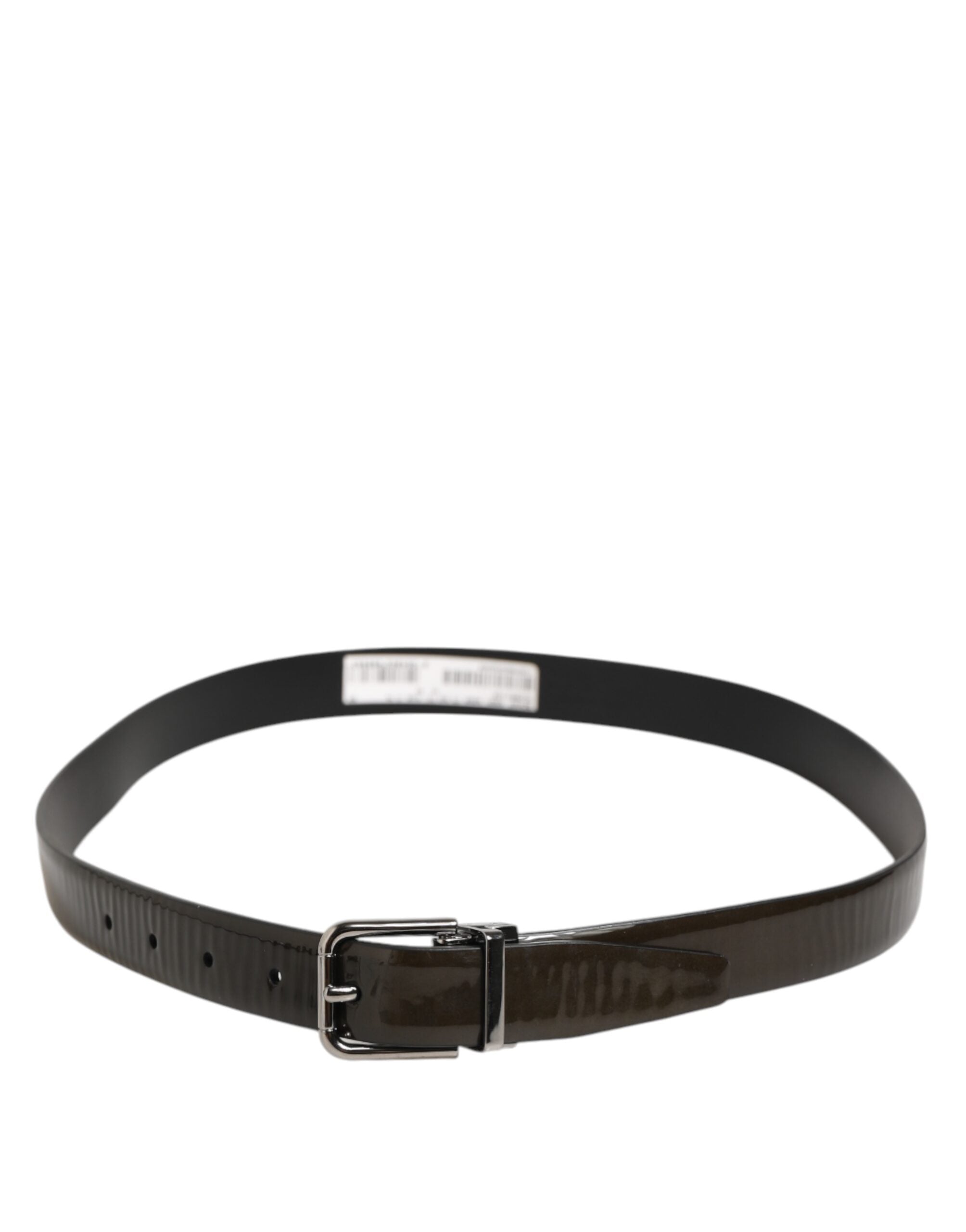 Ceinture Dolce &amp; Gabbana en cuir marron brillant avec boucle métallique classique