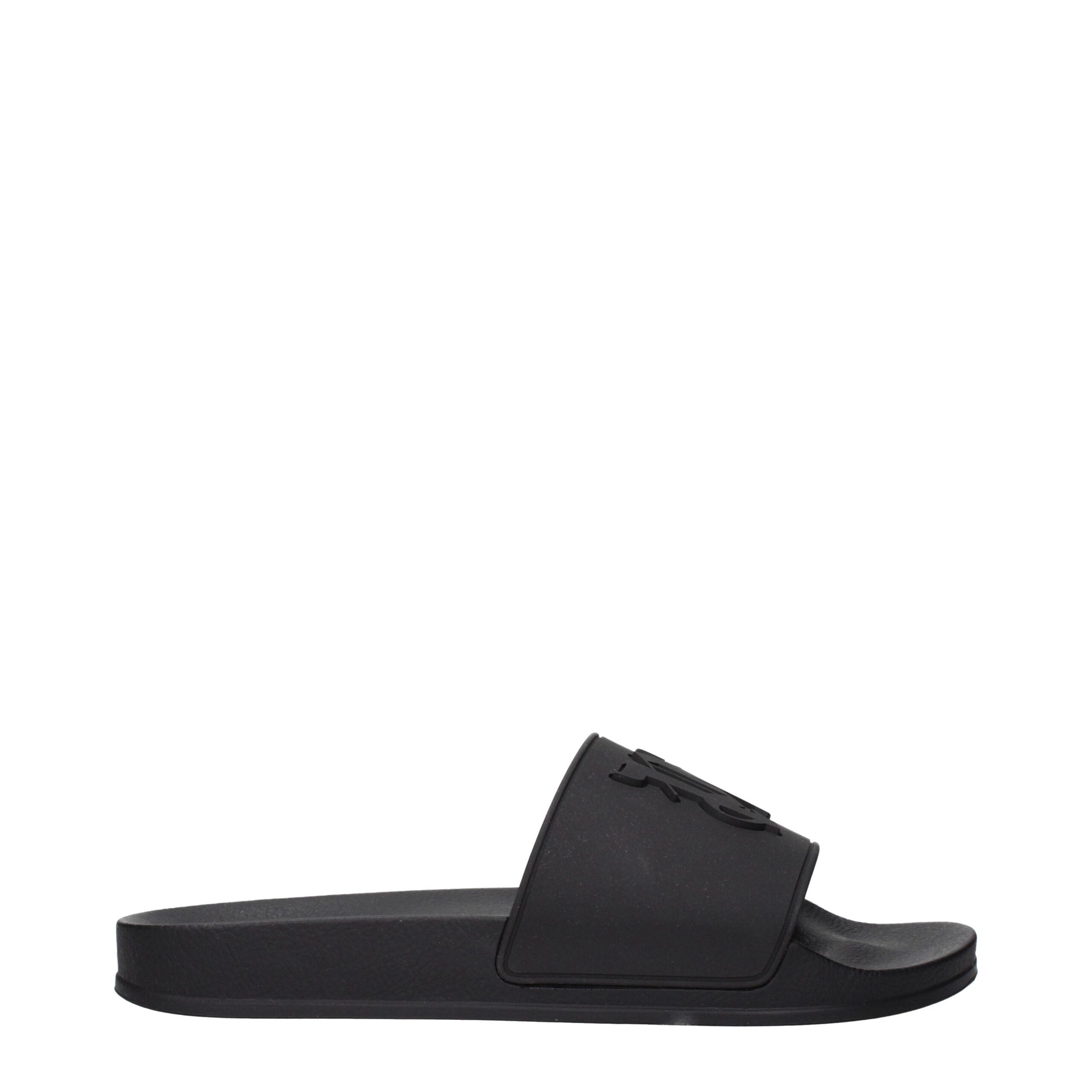Palm Angels Black Cotton Slippers Sandals