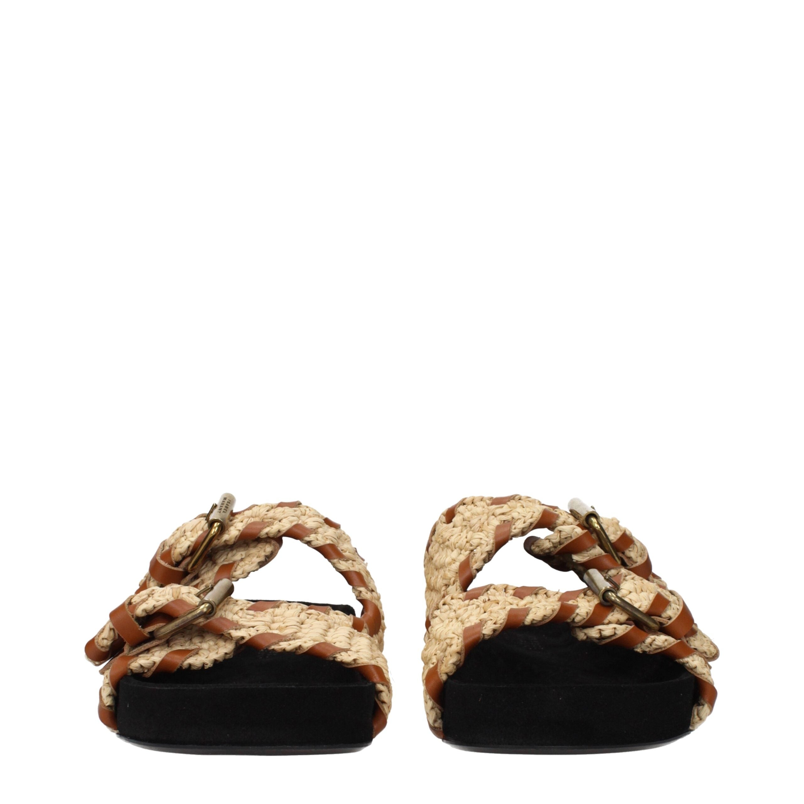 Isabel Marant Beige Raffia Hausschuhe Sandalen