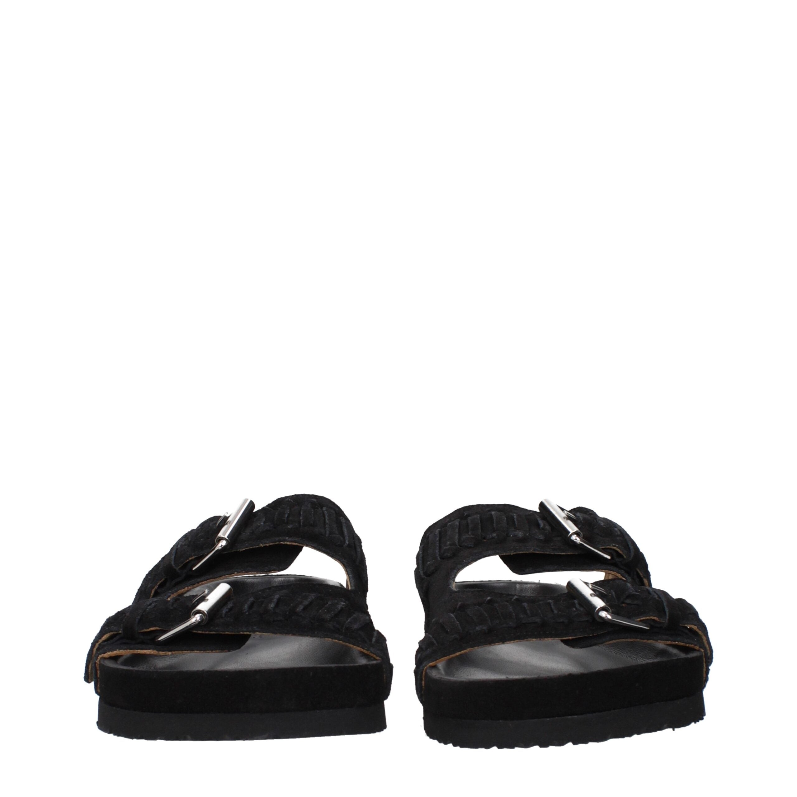 Isabel Marant Black Leather Slippers Sandals
