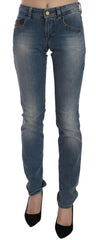 John Galliano Blue Washed Mid Waist Skinny Casual Denim Pants