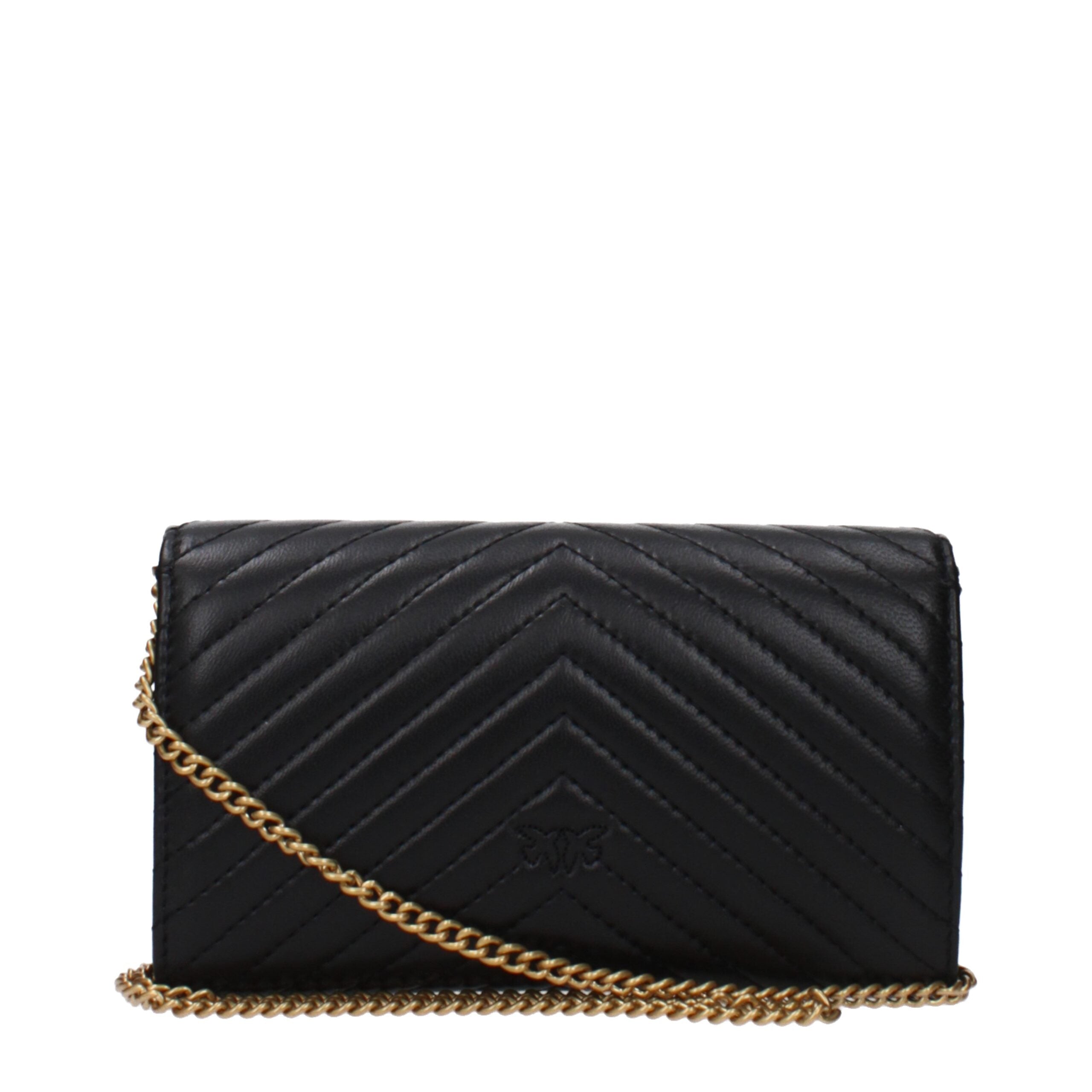 PINKO Black Leather Clutch Bags