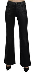 John Galliano Black Washed High Waist Flared Denim Casual Pants Jeans