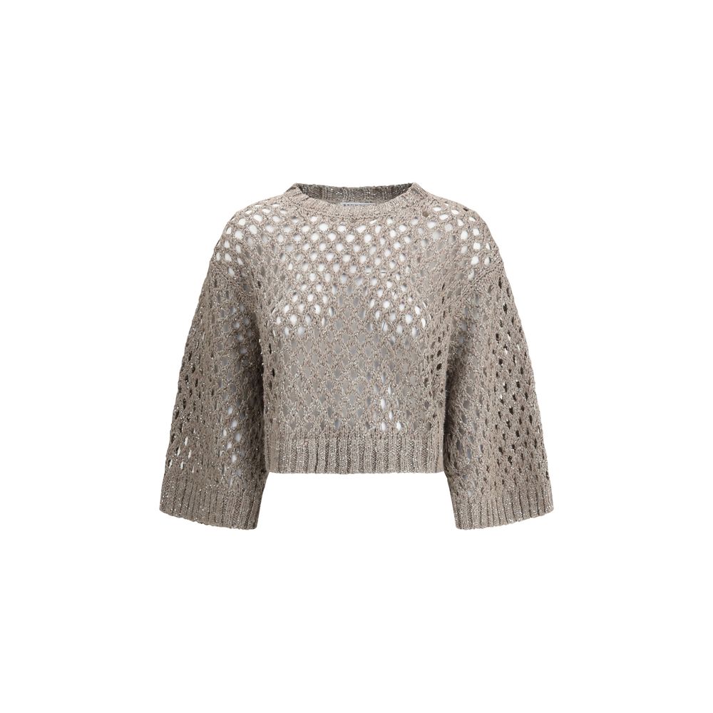 Brunello Cucinelli Glitzernder Netzpullover
