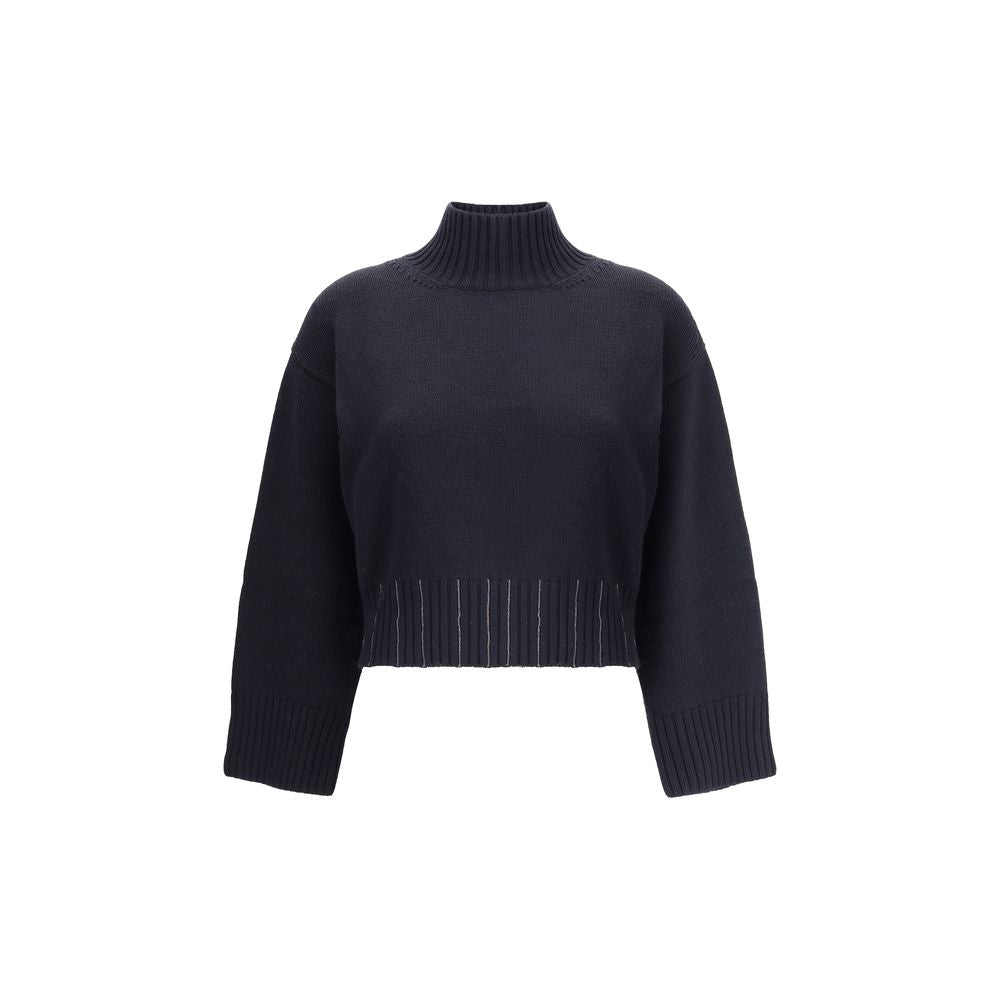Fabiana Filippi Black Fleece Wool Sweater