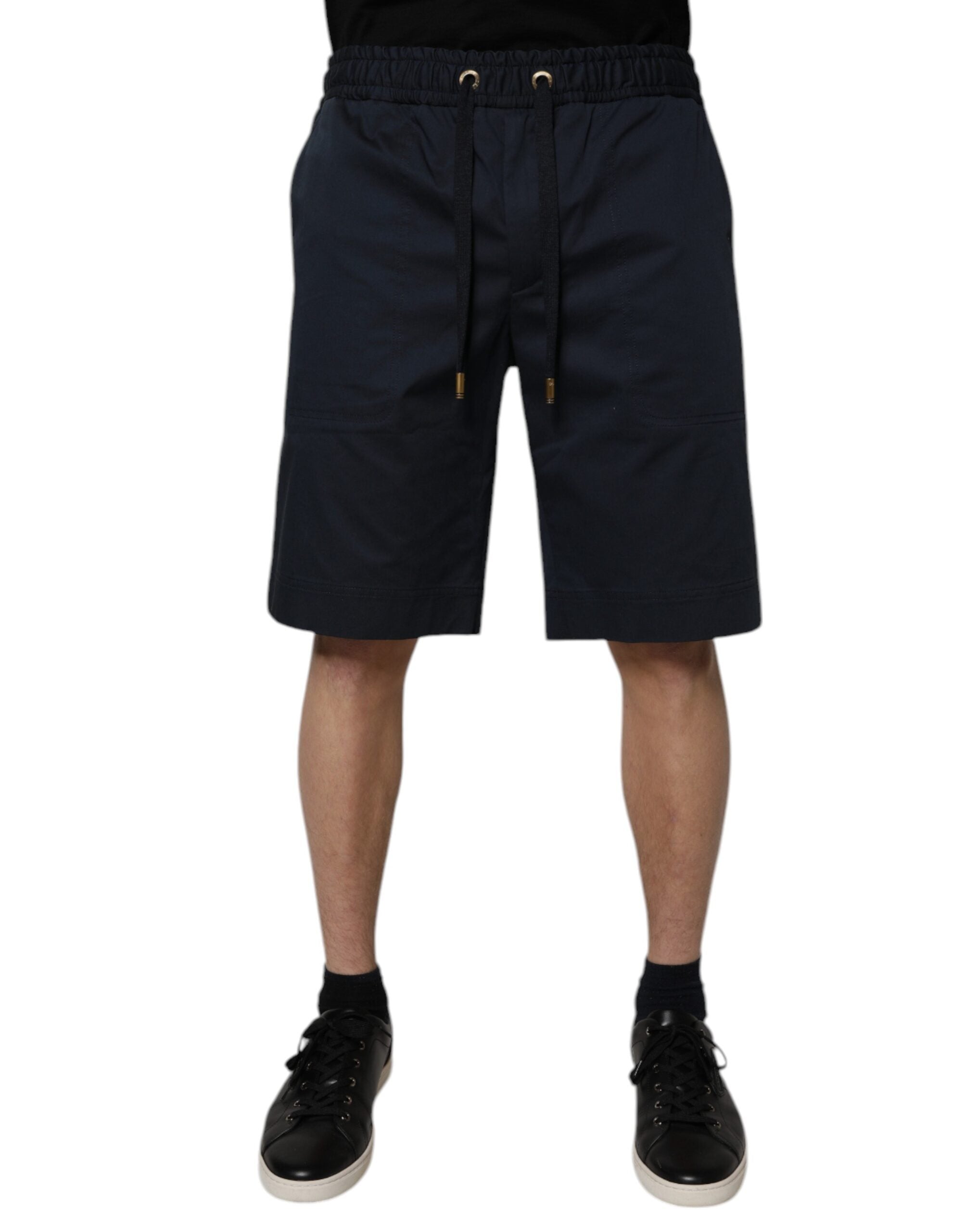 Dolce &amp; Gabbana Herren-Bermudashorts aus marineblauem Baumwoll-Stretch