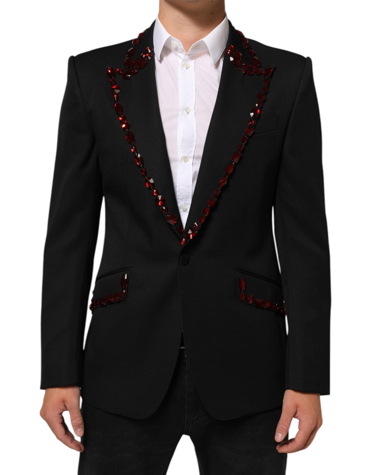 Blazer Dolce &amp; Gabbana noir SICILIA orné de cristaux pour homme