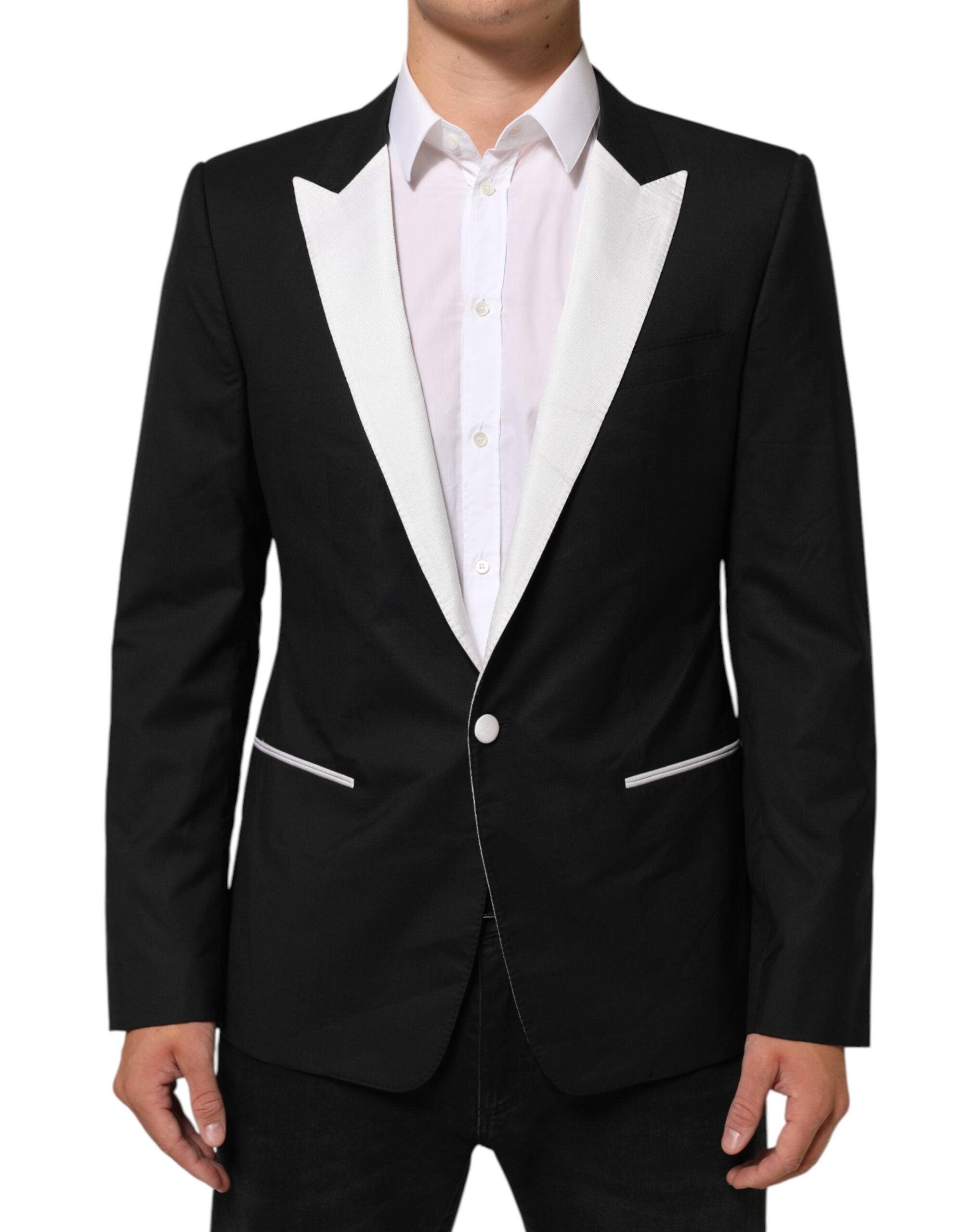 Dolce &amp; Gabbana Schwarz-Weiß MARTINI Ein-Knopf-Herrenblazer