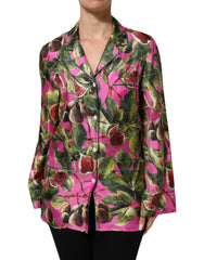 Chemisier/blouse en soie imprimée figues rose fuchsia Dolce &amp; Gabbana