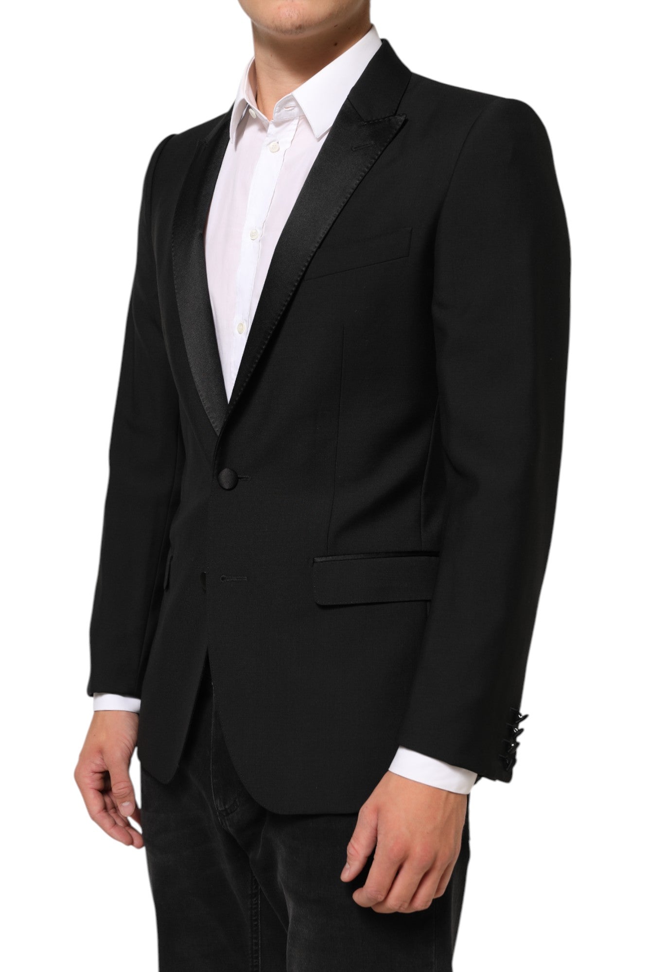 Veste de costume Dolce &amp; Gabbana MARTINI en laine noire à deux boutons pour homme