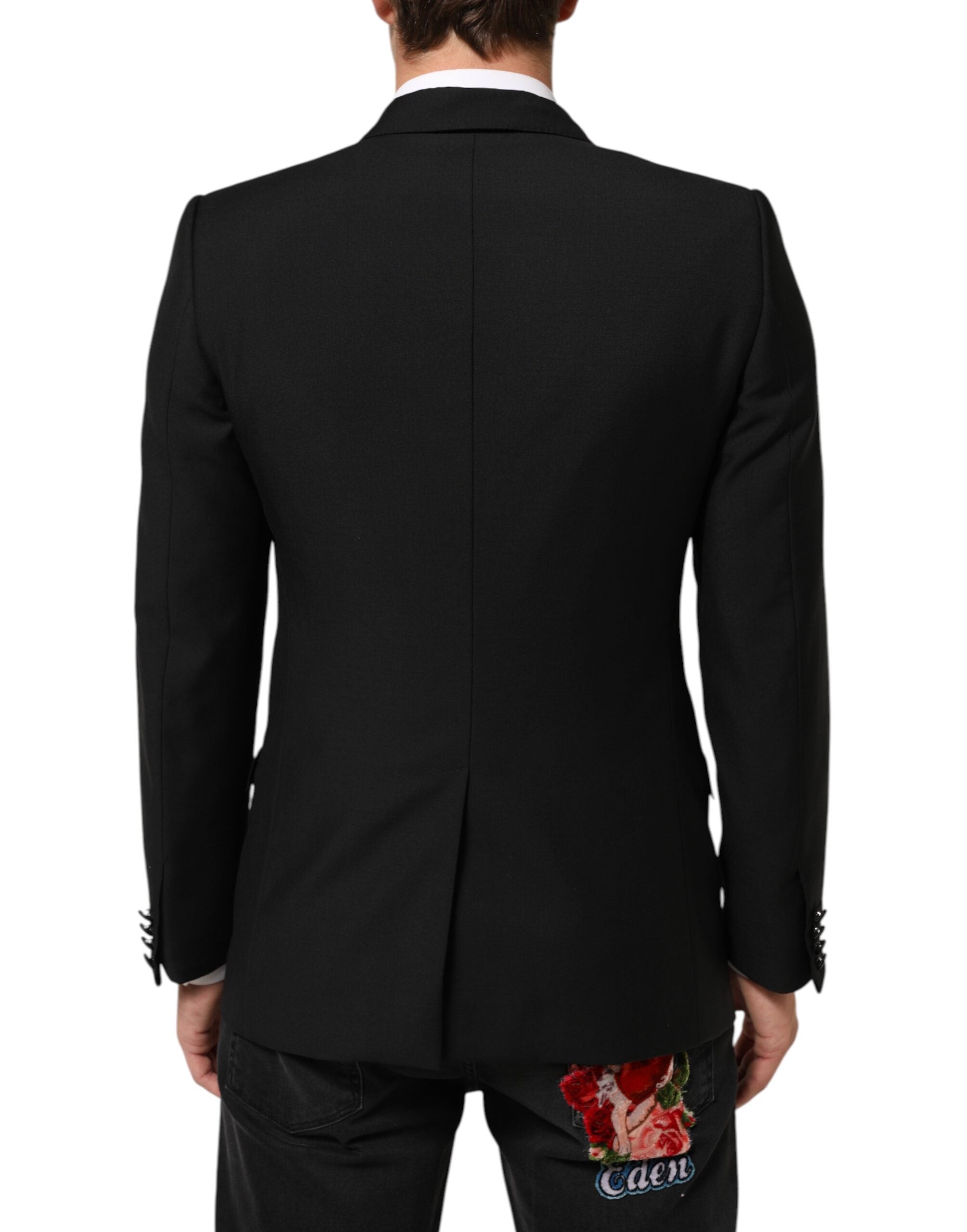 Veste de costume Dolce &amp; Gabbana MARTINI en laine noire à deux boutons pour homme