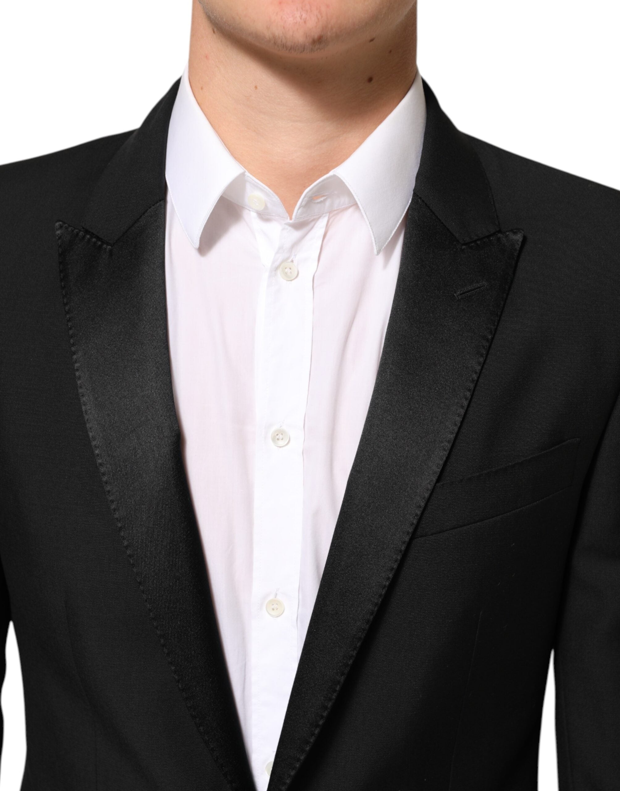 Veste de costume Dolce &amp; Gabbana MARTINI en laine noire à deux boutons pour homme